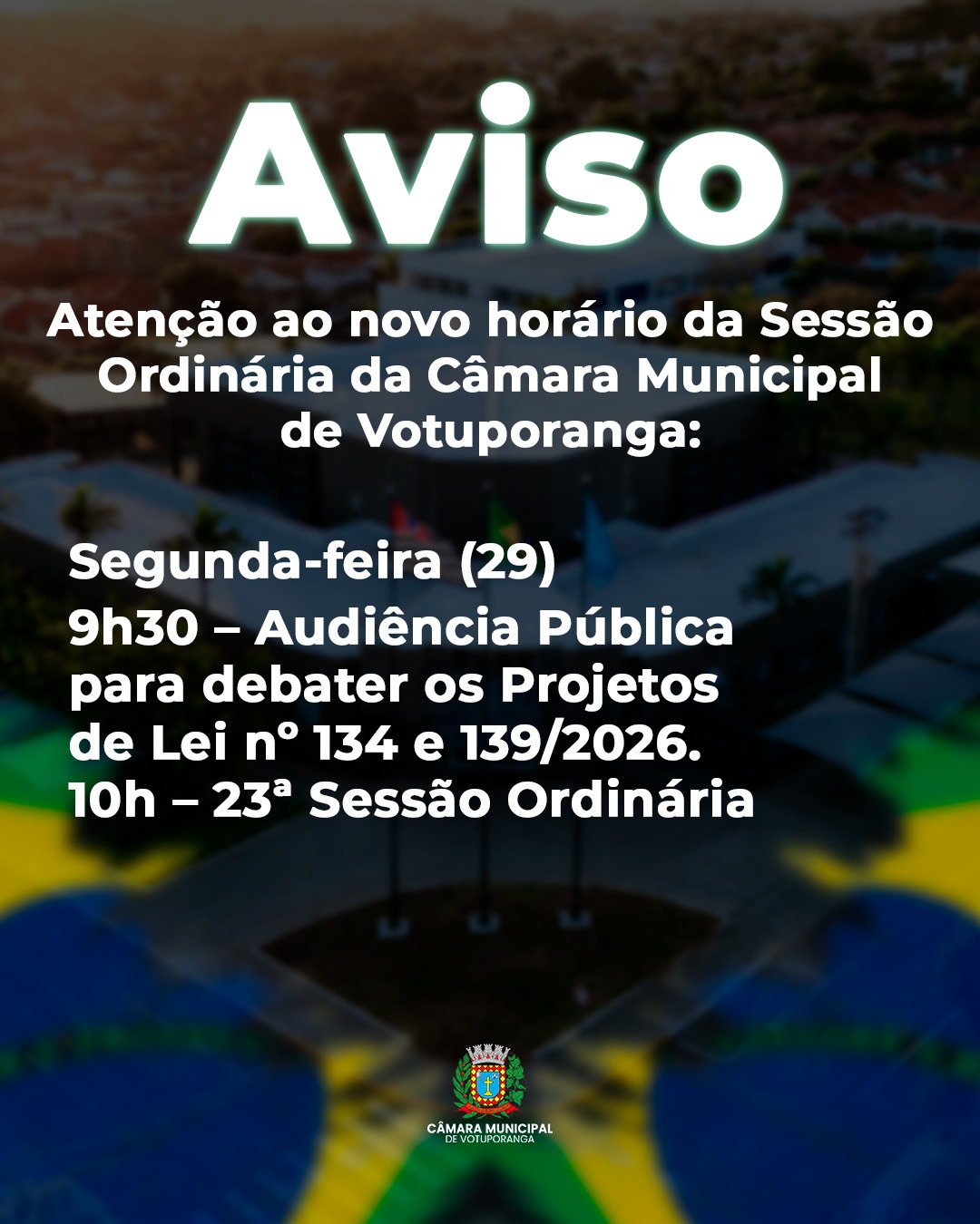 Aviso Sessão / Audiência